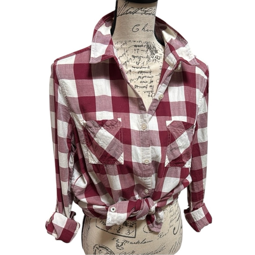 Caslon Wine and White Buffalo Plaid Button Down Shirt